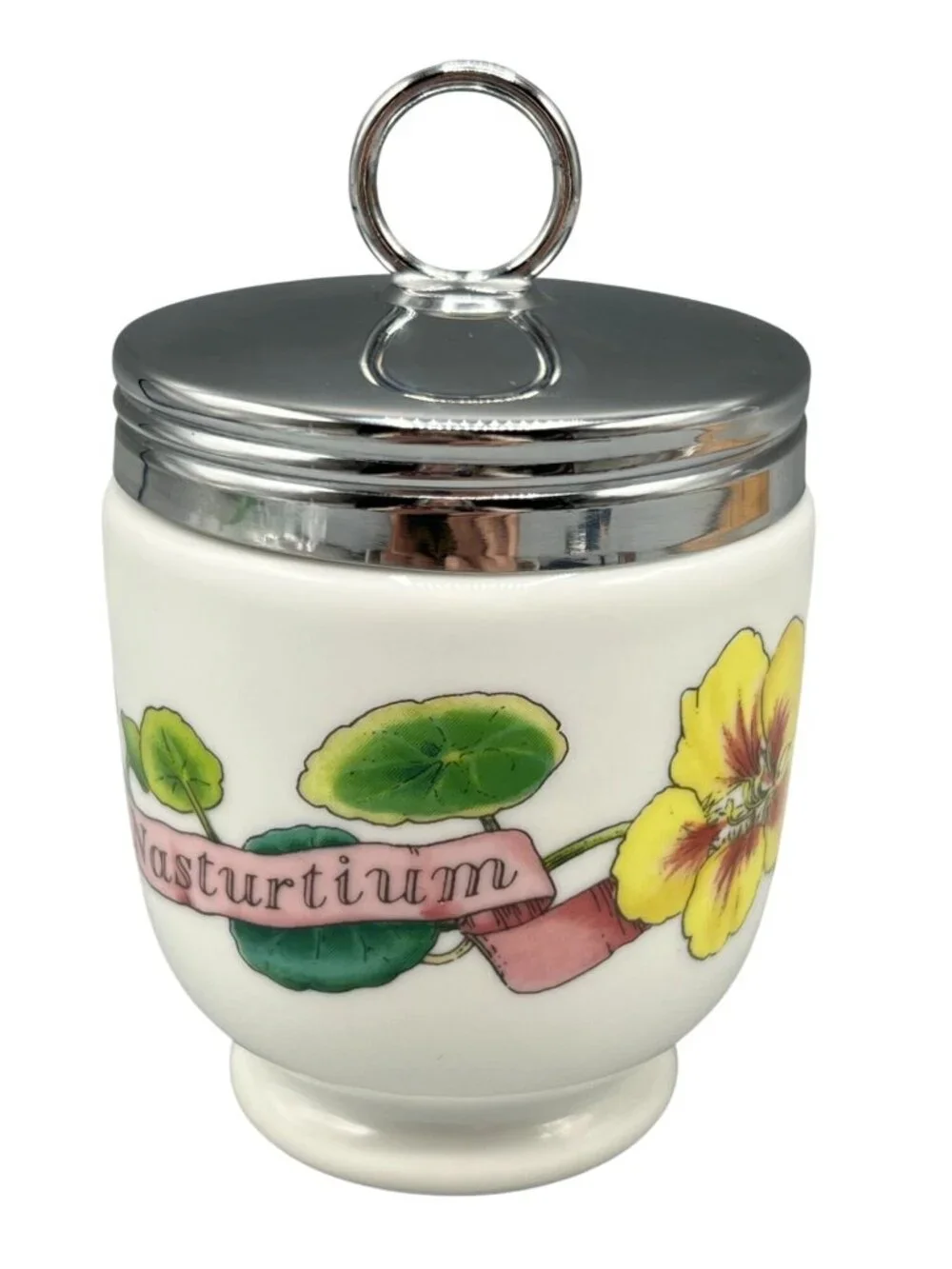 Royal Worcester Porcelain Egg Coddler Herb Jar Thyme Nasturtium Design 4